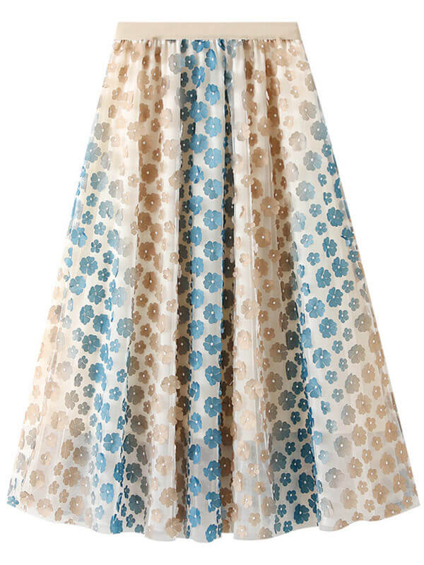 Airchics jupe longue tulle brodée fleurie femme mode