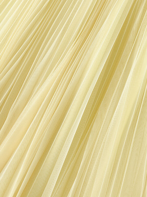 Airchics jupe longue unicolore tulle plissé élégant femme