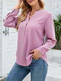 Airchics blouse unicolore mousseline v-cou manches longues femme élégant mode