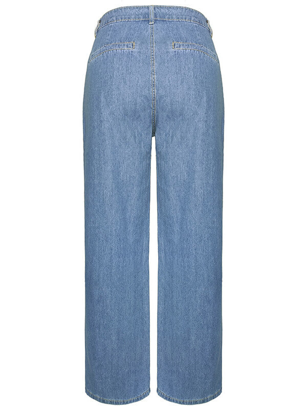 Airchics longue jeans larges jambes évasé boutons avec poches taille haute femme mode