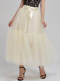 Airchics longue jupe unicolore avec ceinture plissé tutu en tulle élégant femme