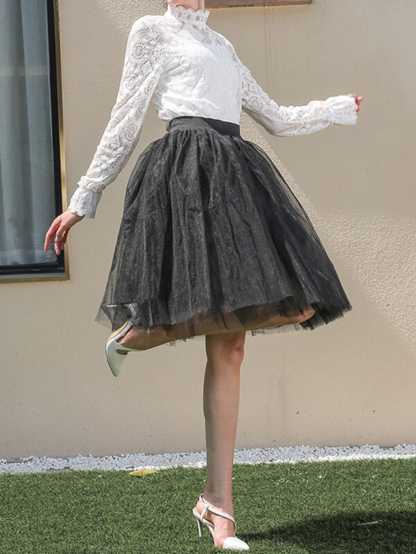 Airchics mi-longue jupe plissé tutu en tulle élégant femme