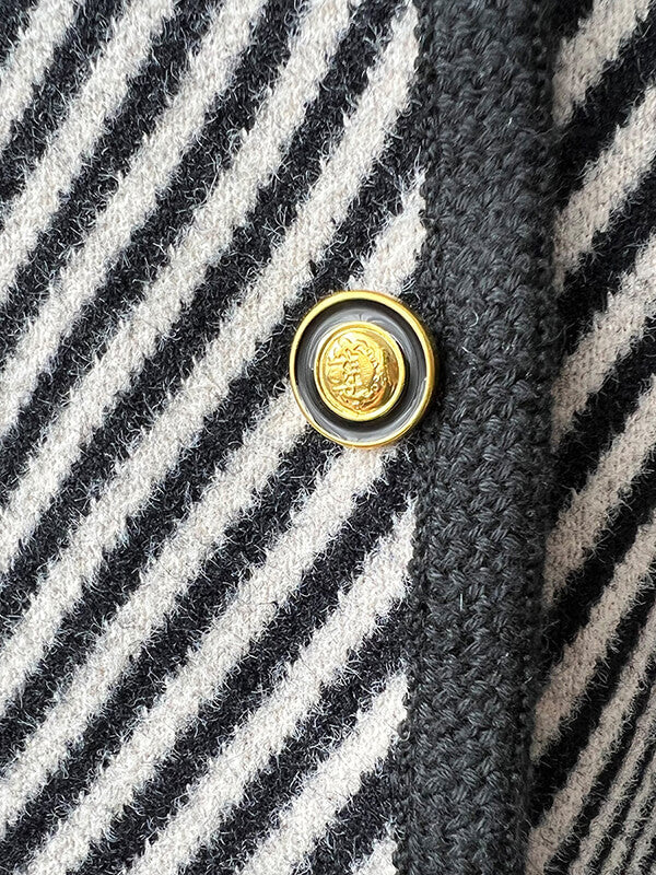 Airchics manteau rayé double boutonnage irrégulière femme mode