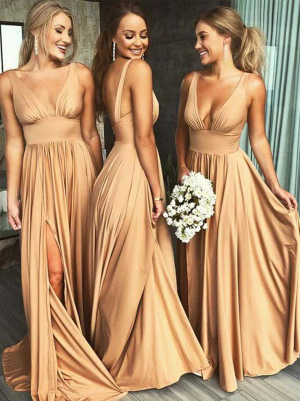 Airchics robe demoiselles d'honneur longue fendu le côté v-cou bretelle femme élégant