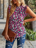 Airchics hauts imprimé à fleurie col rond sans manches femme mode
