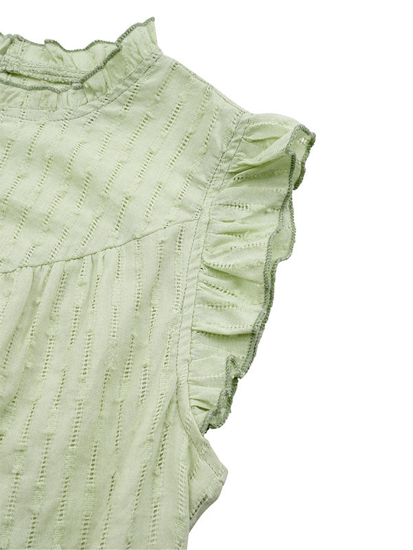 Airchics Blouse Col Montant De Couleur Unie À Volants