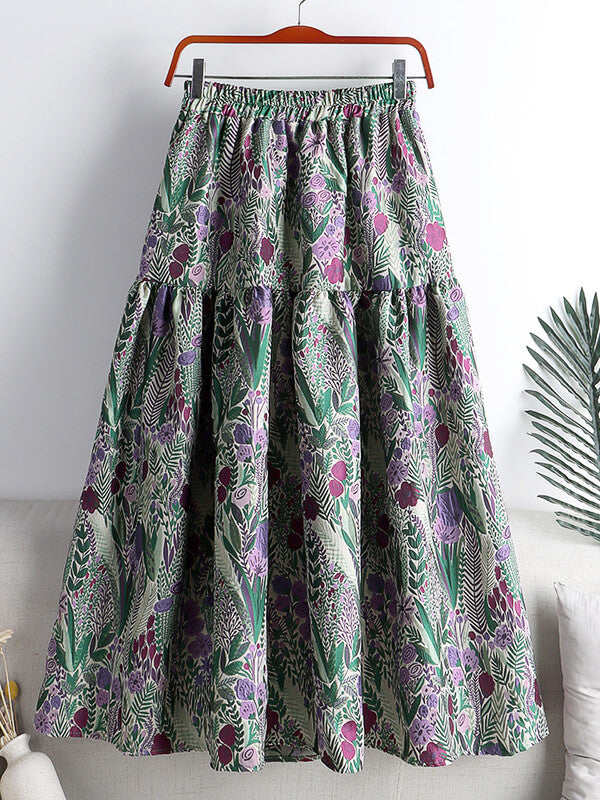 Airchics jupe longue coton imprimé à fleurie fluide vintage femme