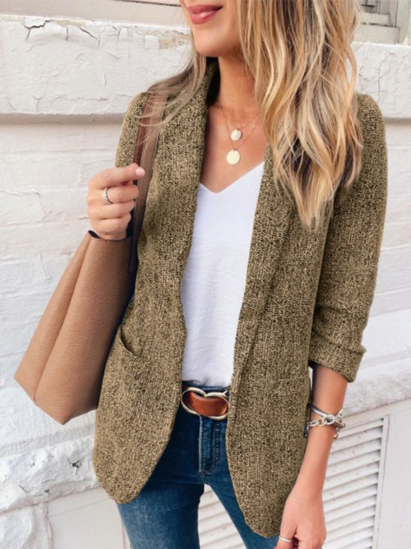 Airchics blazer laine chiné col cranté manches longues élégant femme vestes