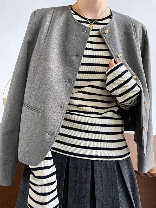 Airchics blazer boutonnage avec poches manches longues femme mode