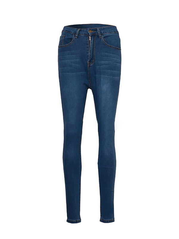 Airchics longue jeans slim fitness avec poches taille haute femme décontracté