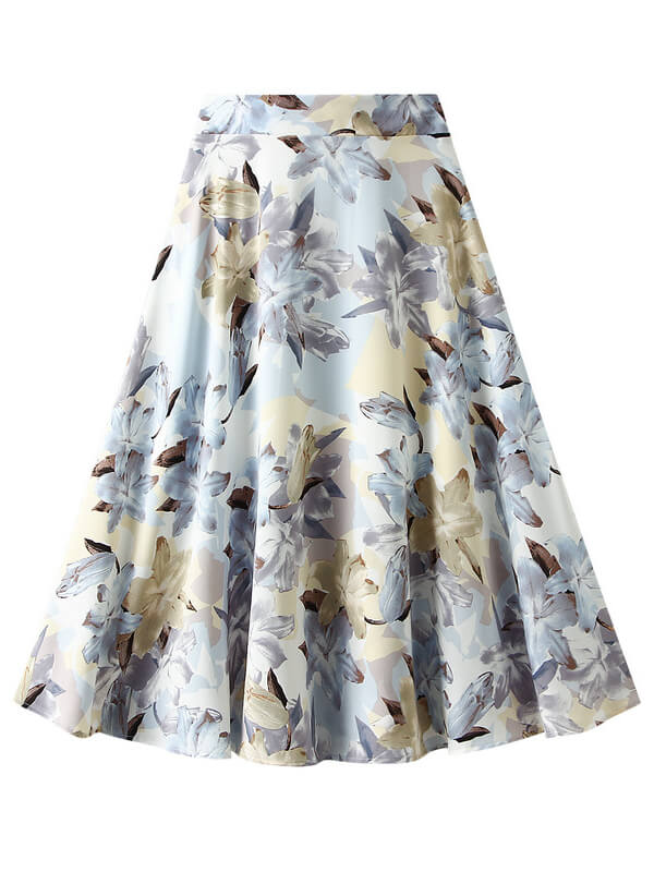 Airchics jupe longue trapèze imprimé à fleurie vintage femme