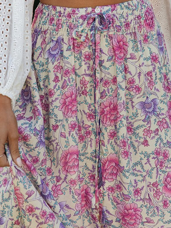 Airchics jupe imprimé à fleurie fendu le côté femme bohème violet