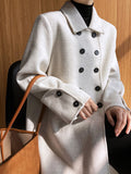 Airchics manteau en laine double boutonnage avec poches col revers femme oversized