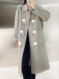 Airchics manteau en laine longue avec poches boutons femme oversized