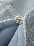 Airchics veste en tweed avec poches boutons femme élégant bleu