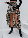 Airchics longue jupe court devant longue derriere léopard à volantée femme mode