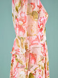 Airchics mi-longue robe mousseline imprimé à fleurie boutonnage élégant bal de promo