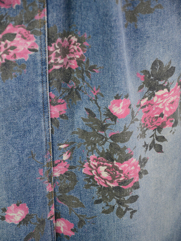 Airchics mi-longue robe jean imprimé à fleurie avec poches strappy col revers mode
