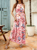 Airchics robe longue imprimé à fleurie avec ceinture licou mode plage