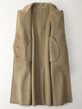 Airchics manteau en laine longue double boutonnage avec poches femme oversized