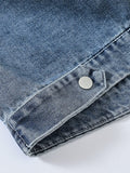 Airchics veste en jean fermeture éclair avec poches à capuche femme oversized