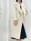 Airchics manteau en laine double boutonnage avec poches épaule tombante femme mode