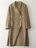 Airchics manteau en laine longue double boutonnage avec poches femme oversized