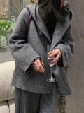 Airchics manteau en laine avec ceinture à capuche femme mode