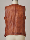 Airchics veste simili cuir boutonnage avec poches strappy femme vintage