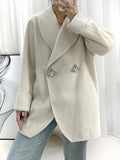 Airchics manteau en laine avec poches strass boutons femme mode
