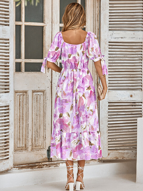 Airchics robe longue imprimé à fleurie noeud papillon mode plage