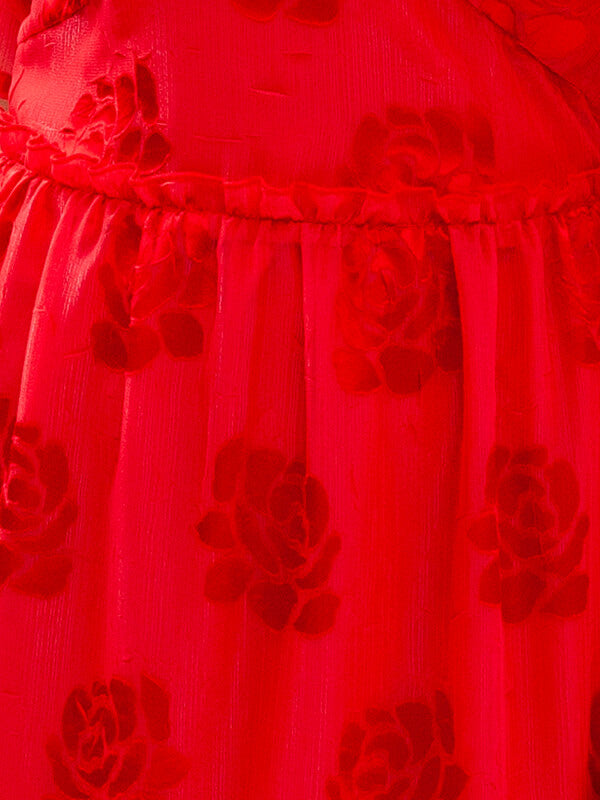 Airchics robe longue mousseline à fines brides manches courtes mode bal de promo rouge