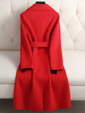 Airchics mi-longue manteau en laine avec poches ceinture femme mode rouge noël