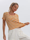 Airchics t-shirt rayé manches courtes femme mode orange
