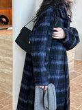 Airchics manteau en laine longue rayé avec poches femme mode