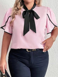 chemisier-grande-taille-lacets-color-block