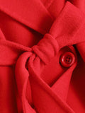 Airchics mi-longue manteau en laine avec poches ceinture femme mode rouge noël