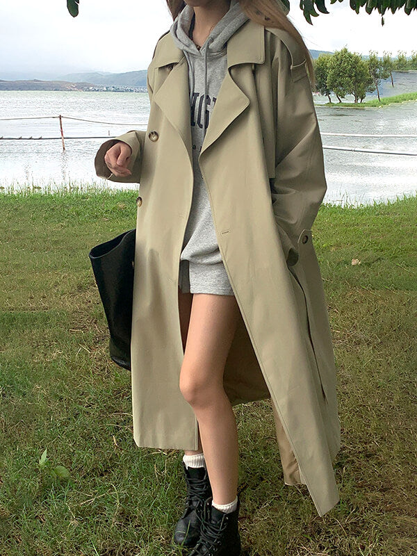trench longue double boutonnage femme