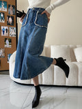 Airchics jupe longue en jean sirene avec poches femme mode