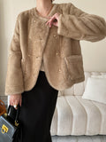 Airchics manteau en fausse fourrure boutonnage avec poches femme mode