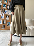 Airchics jupe longue trapèze satin avec ceinture femme élégant