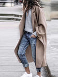 Airchics manteau en laine longue avec poches col revers femme mode