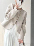 Airchics manteau en laine courte boutonnage femme mode