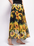 Airchics jupe longue mousseline imprimé tournesol taille élastique femme mode