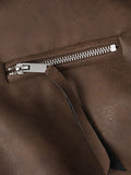 Airchics veste simili cuir avec poches fermeture éclair femme vintage