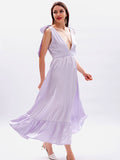 Airchics robe longue strappy à volantée décolleté plongeant décolleté dos doux bal de promo