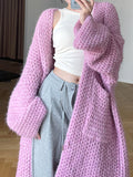 Airchics cardigans en laine longue avec poches femme oversized