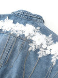 Airchics veste en jean boutonnage avec poches brodée femme oversized