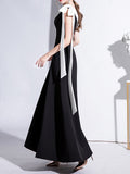 Airchics robe longue couleur bloc une épaule élégant bal de promo