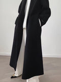 Airchics manteau en laine longue avec poches ceinture femme élégant